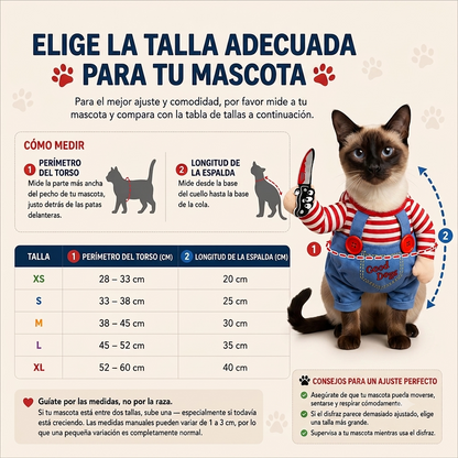 Disfraz "Muñeco Diabólico" para gatos